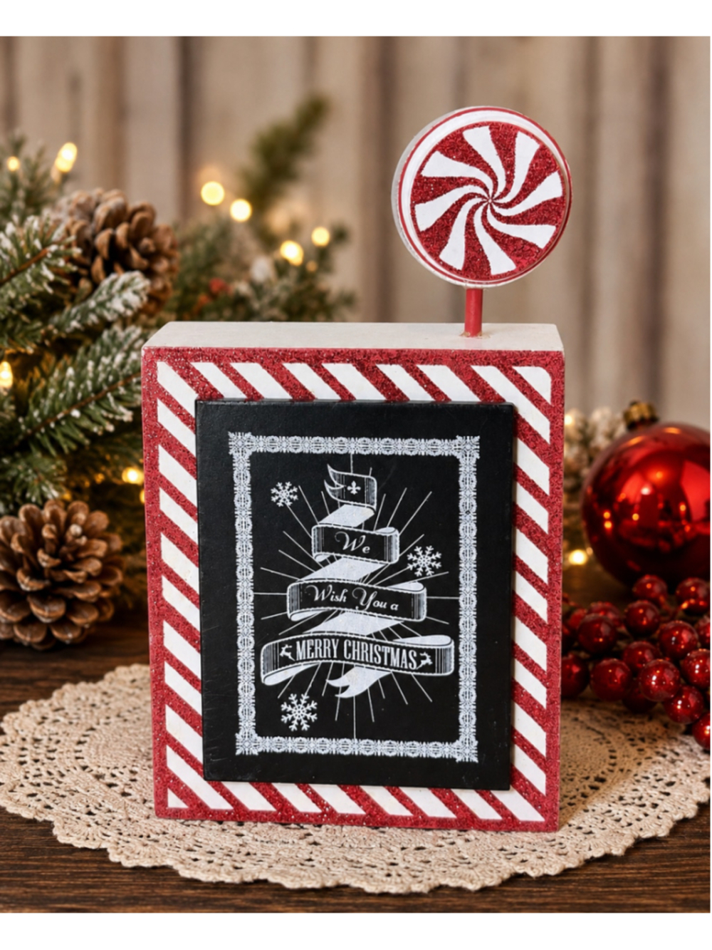 "We Wish You a Merry Christmas" Candy Cane Decor 8”